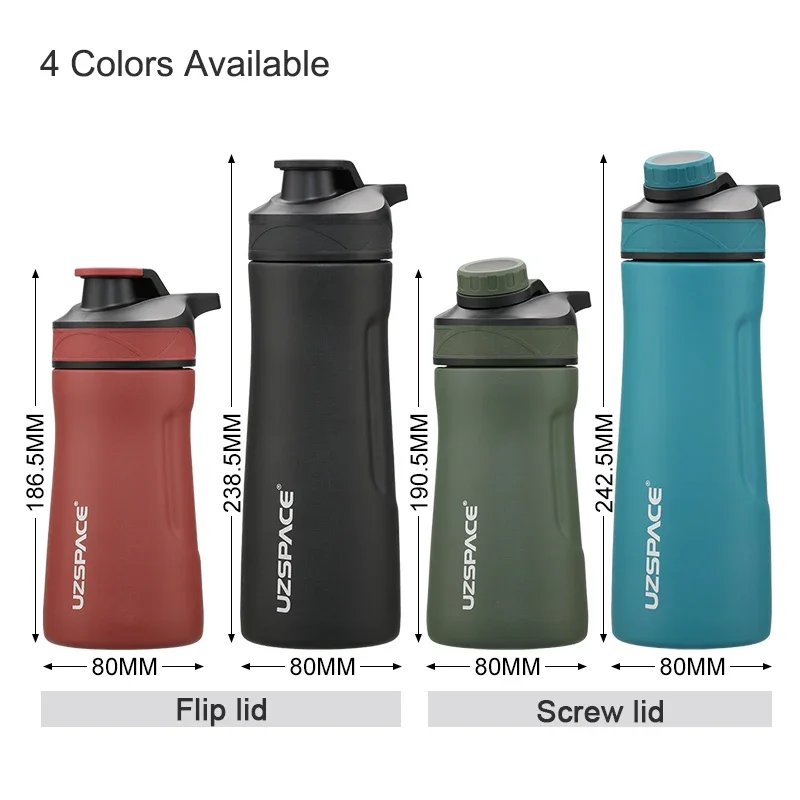 UZSPACE Thermos Stainless Steel Vacuum Flask Cup Creative Portable Leakproof Travel Mug 2 Style Lid Thermo Bottle With Handgrip