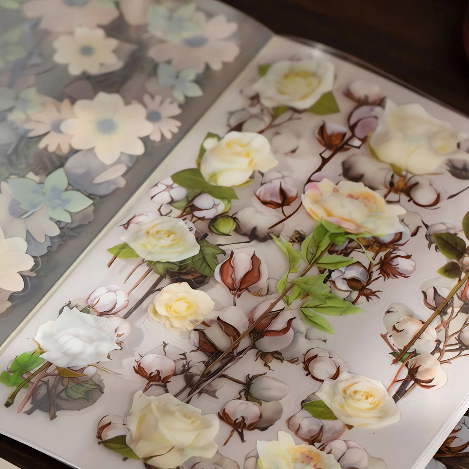 20 Blatt Vintage Blumen Scrap book Aufkleber Set-wasserdicht und transparent-perfekt für Scrap booking, Journal ing und c
