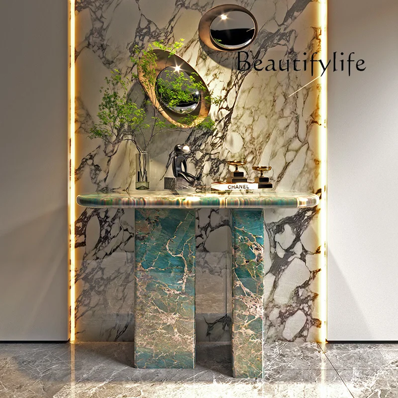 

Marble porch cabinet facing the door, high-end French light luxury, high-end wall porch