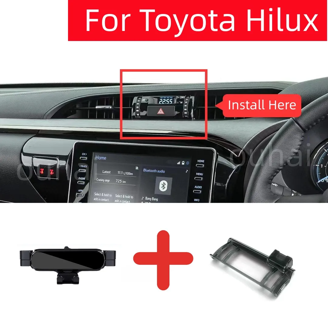 Car Phone Holder For Toyota Hilux 2017 - 2021 2022 2023 Car Styling Bracket GPS Stand Rotatable Support Mobile Accessories