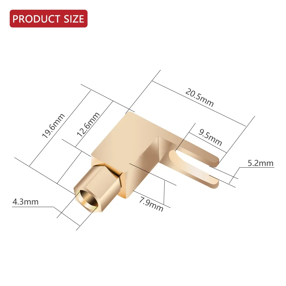 4/8pcs 하이 엔드 24K 골드 도금 수리 부품 직각 스피커 케이블 스페이드 플러그 Hifi 오디오 스피커 케이블 커넥터 플러그