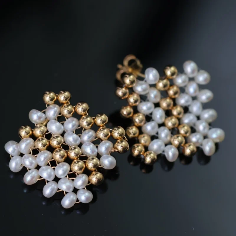 

SGARIT геометрические белые круглые серьги-капли из натуральных пресноводных бусин для женщин и дам, 14-каратное золото, ручная работа, вечерние ювелирные изделия, подарок