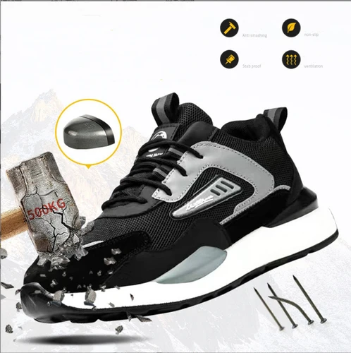 Imagen 2 del producto Zapatos de trabajo transpirables para hombre, ligeros, a la moda, antigolpes, antipinchazos, aislamiento resistente al desgaste, 6KV, verano