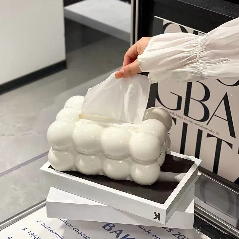 Marshmallow Shaped Tissue Holder, European Style Plastic Napkin Box, Tabletop Decoration Dining Table and Living Room