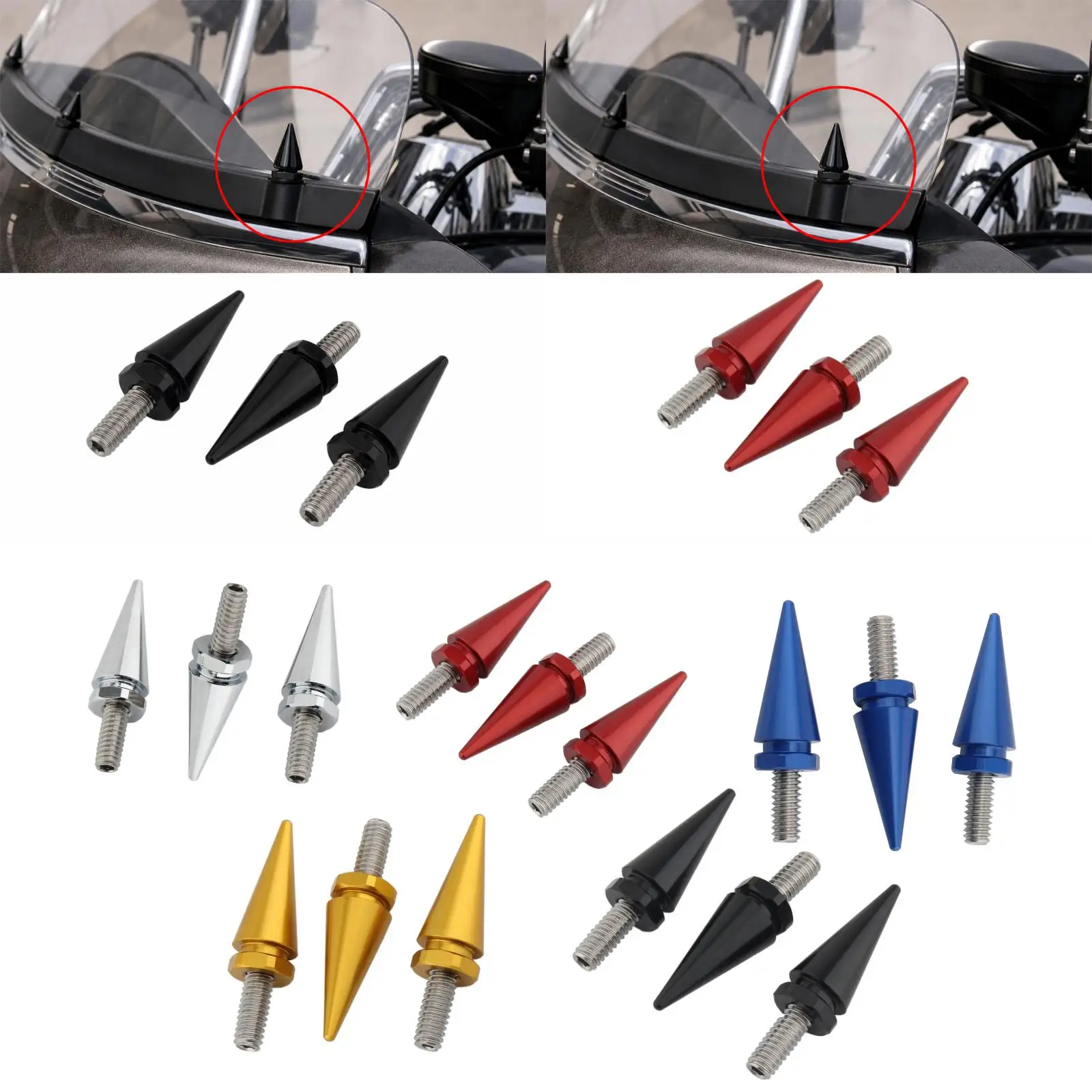 3x Windshield Trim Screw Bolt Replacement Windshield Spike Bolts for Electra Glide 1996-2013 Accessories Motorbike view 4