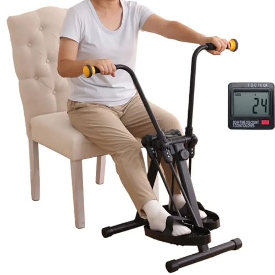 

Pedal Exerciser Bike for Seniors: Steel Frame, Black, Quiet Magnetic Resistance Adjustable Straps for Arm, Leg, Hand, Knee Tota