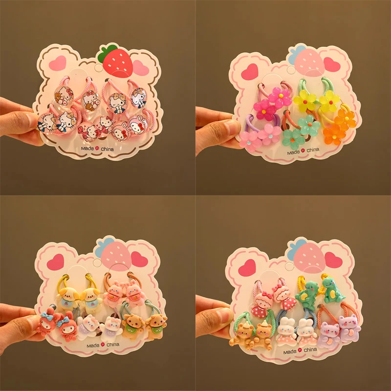 10 Pcs/set New Children Colors Cartoon Animal Cute Elastic Hair Bands Baby Girls Scrunchies Rubber Bands Kids Hair Accessories