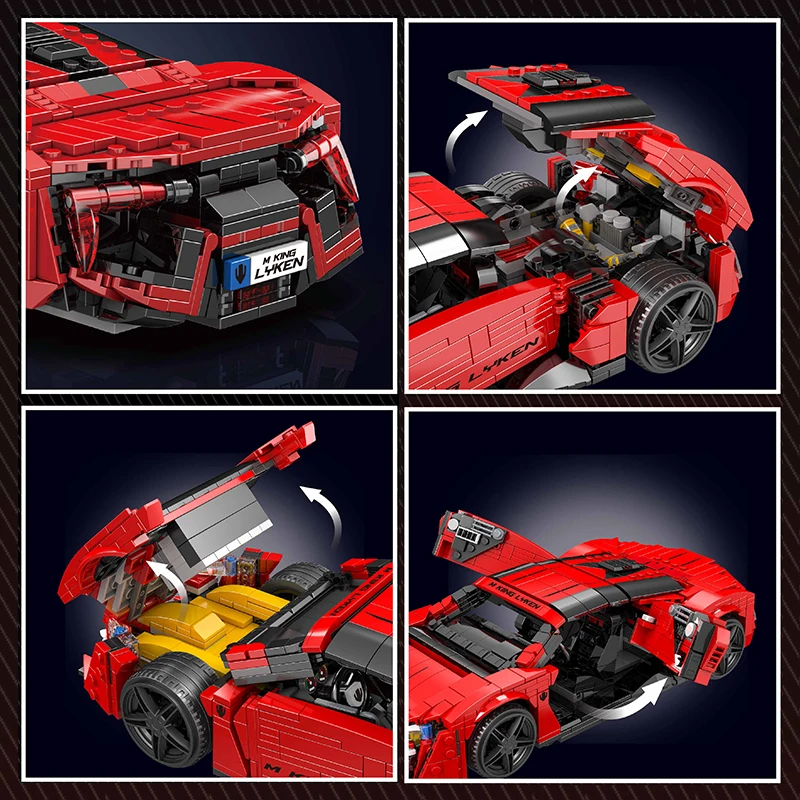 Mould King 10117 Technical Car Building Block MOC Red Lykens Sport Racing Car Model Assembly Car Brick Toys Kids Christmas Gift