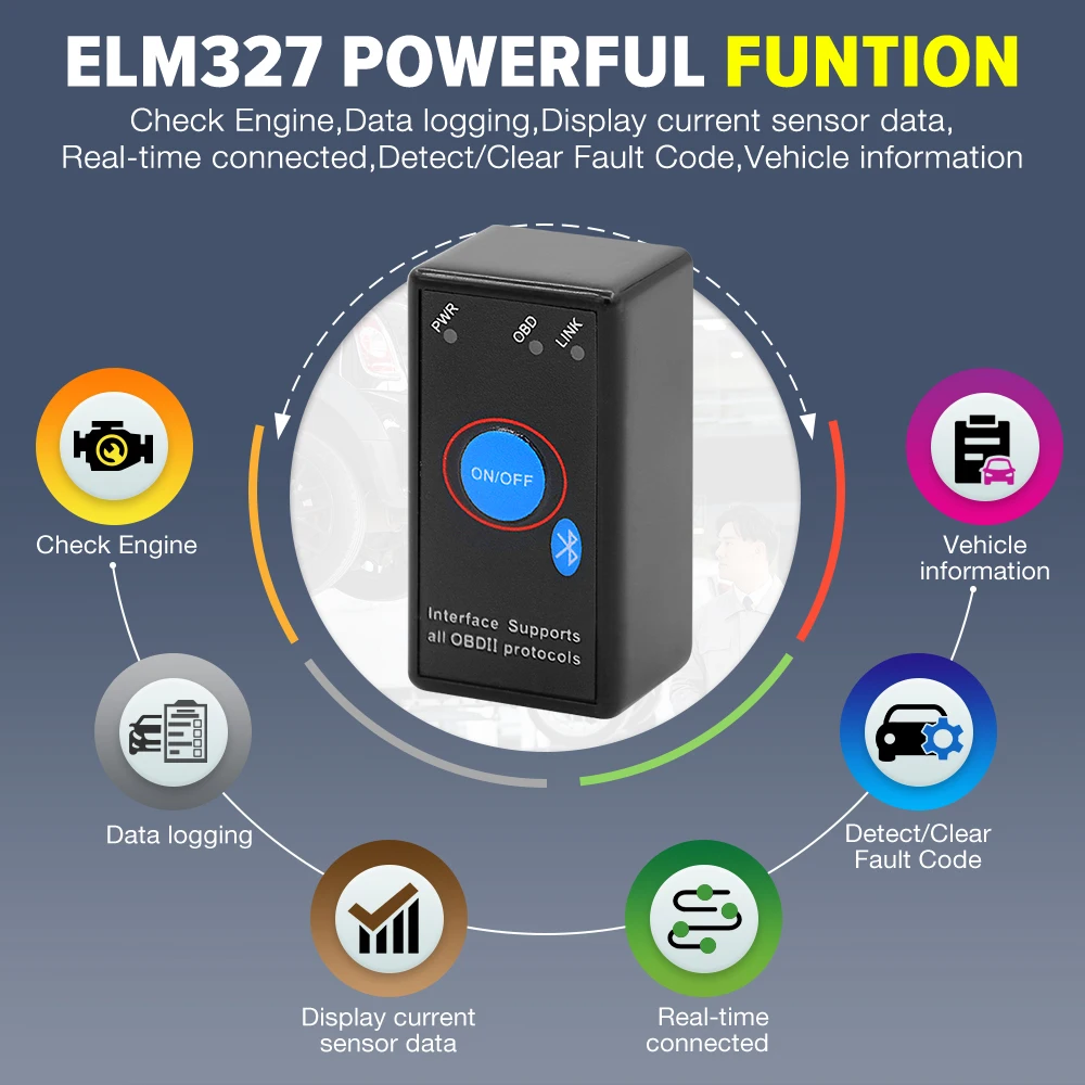 

ELM327 V1.5 PIC18F25K80 Chip MINI ELM327 Bluetooth-compatible /Wifi OBD2 Scanner Code Reader For Android 12V Car Diagnostic Tool