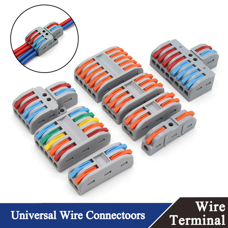 

1~100pcs Quick Wire Connectors 0.08-4.0mm2 Push-in Conductor Terminal Universal Compact Splicing Wiring Cable Connection