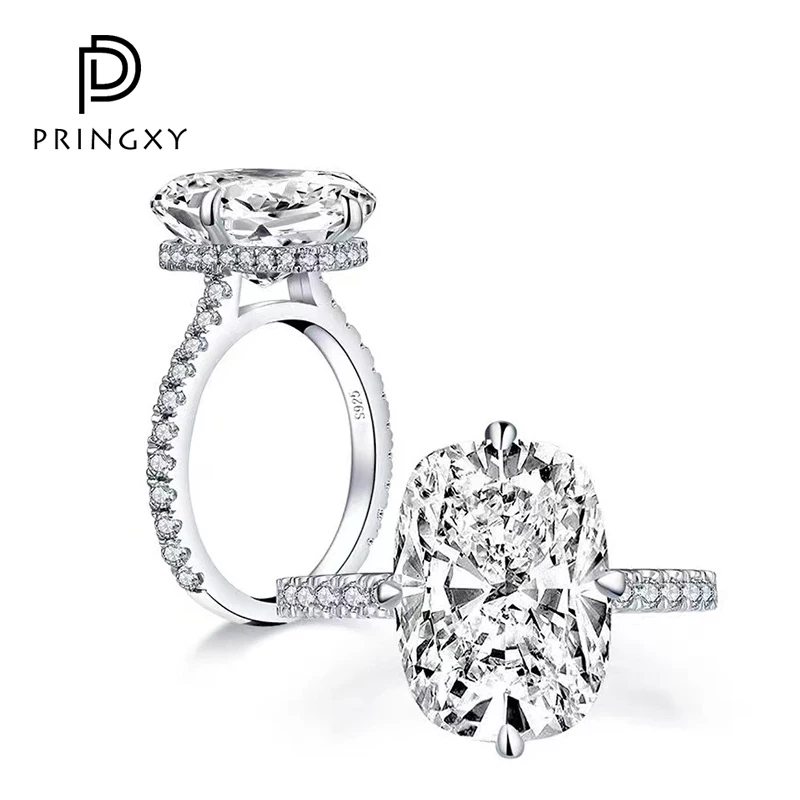 

PRINGXY 6ct 100% 925 Sterling Silver Oval High Carbon Diamond Ring For Women Wedding Anniversary Dinner Fashion Fine Jewelry New