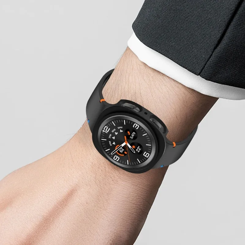 สายรัดอย่างเป็นทางการ + เคส PC สำหรับซัมซุงกาแล็กซี่วอทช์ 8 40 มม.44 มม.สร้อยข้อมือซิลิโคนคอร์เรียเดิม 1:1 ไม่มีช่องว่างฝาครอบ