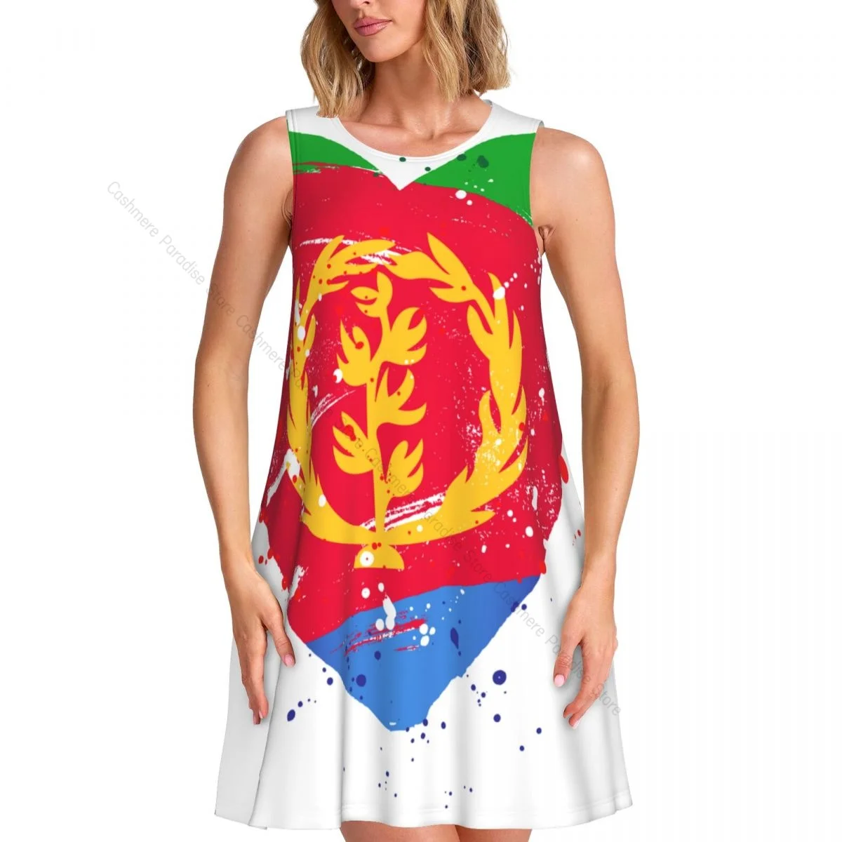 Zomerjurken voor dames Casual mouwloze jurk Eritrea Heart Tank-overgooiers met zakken