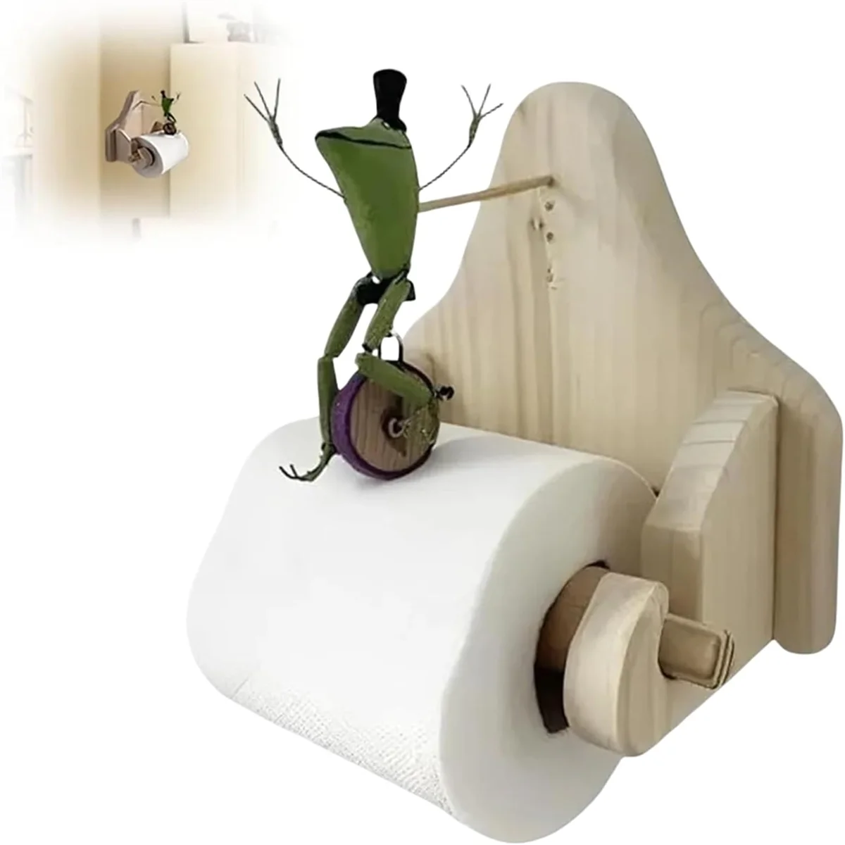 Frog Riding Bicycle Toilet Paper Holder, Funny Wall Mounted Frog Roll Paper Holder, Frog Toilet