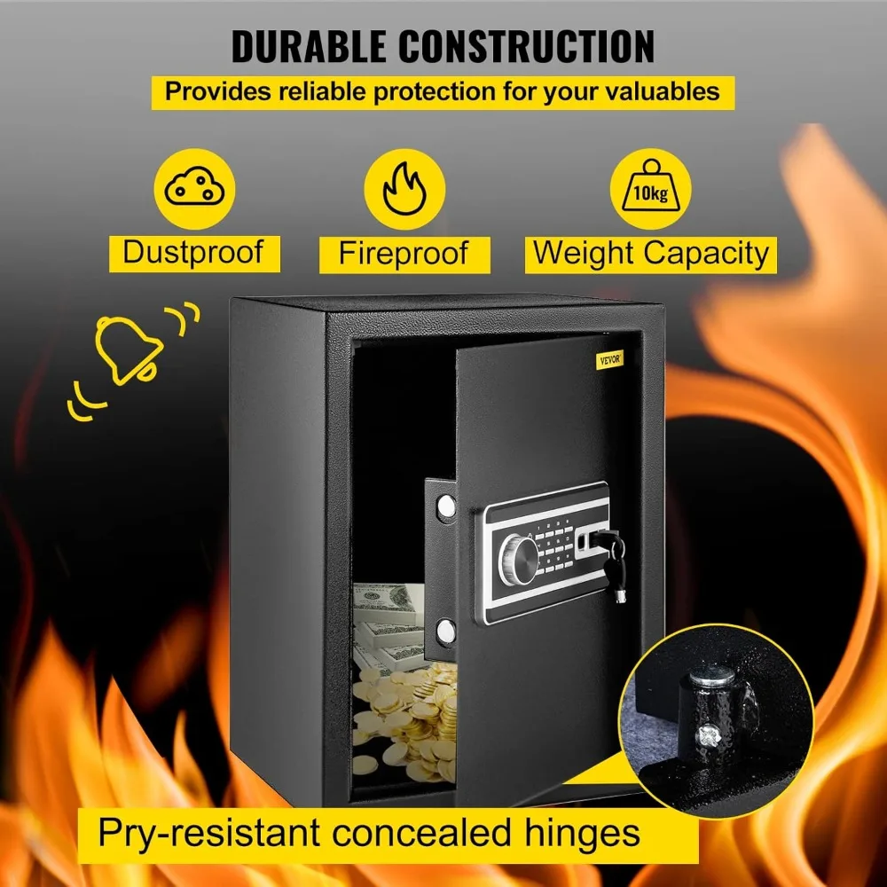 Accesso alle impronte digitali Cassaforte digitale in acciaio da 2,1 piedi cubi per riporre contanti e oggetti di valore