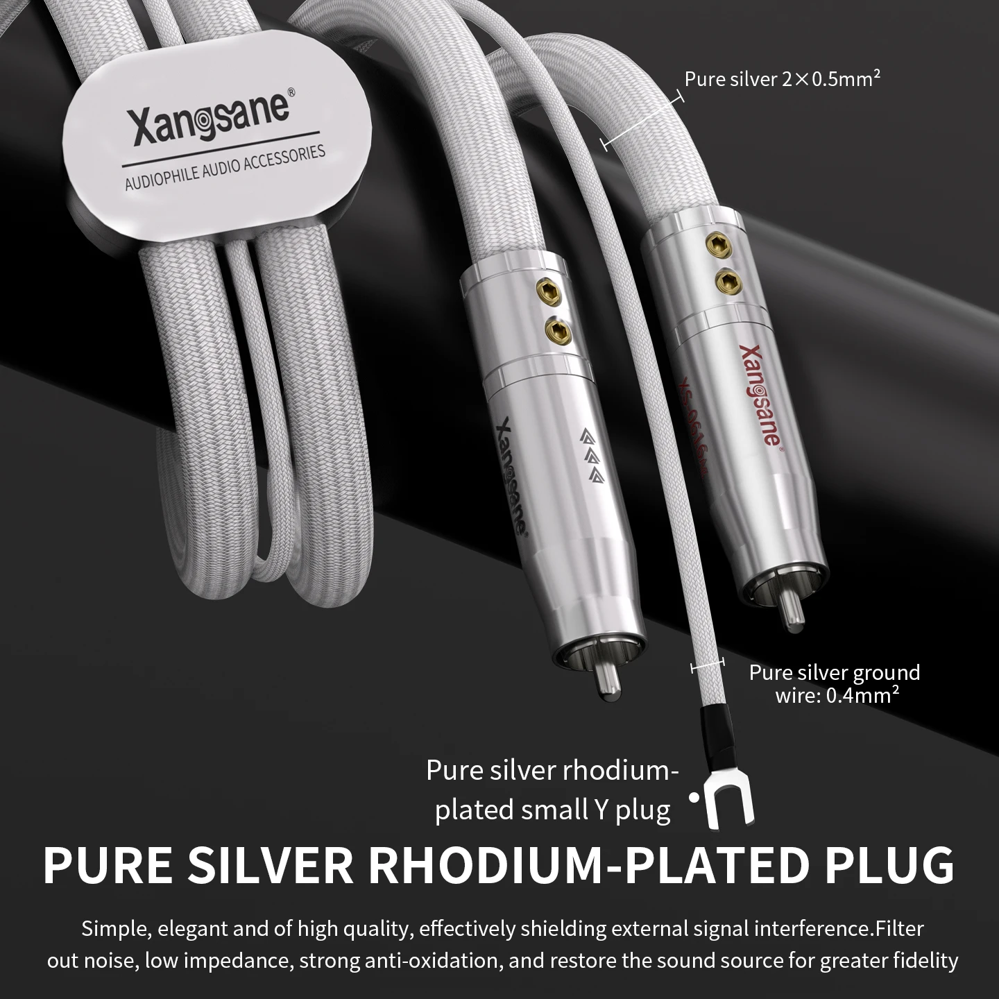 Xangsane XS-LP0616 pure silver vinyl tonearm cable, vinyl record player RCA signal cable, audio cable
