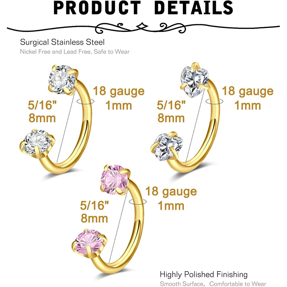 Horseshoe Nose Ring 18g Nose Hoops Half Hoop Earring Hoops Horse Shoe Daith Tragus Earring Hoop Helix Piercing Jewelry
