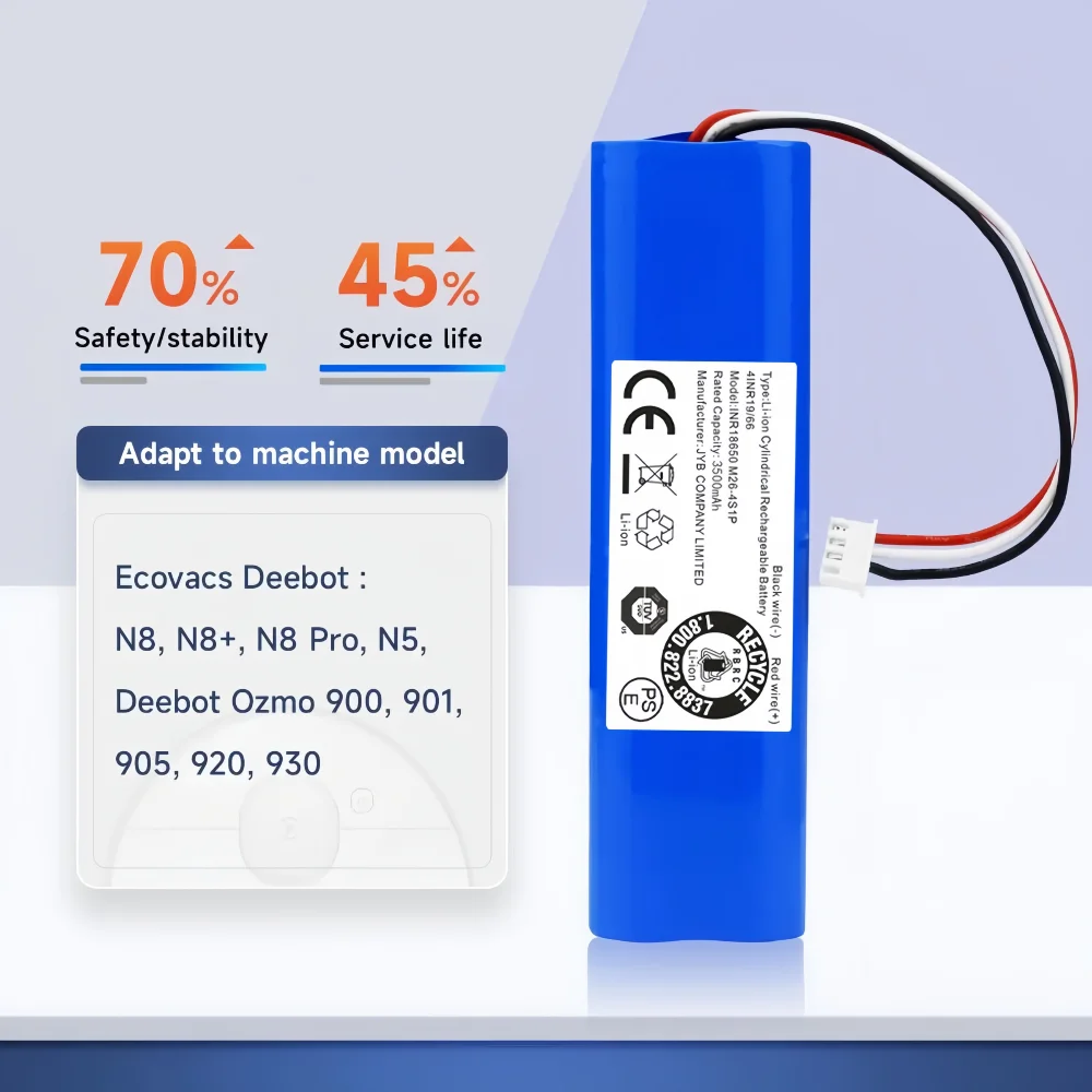 بطارية بديلة 3000 مللي أمبير في الساعة لـ Ecovacs Deebot Ozmo 900, 901, 905, 920, 930, 937, N8, N8 Pro 14.4V Li-ION جهاز آلي لتنظيف الأتربة #2