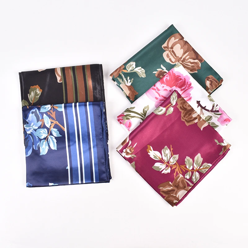 2023 New Rose Pattern Four Seasons Universal Fashion 90 Color Ding Large Square Scarf Headband Scarf Silk