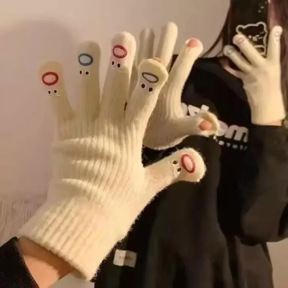 Cute Touchable Screen Winter Gloves Full Finger Warm Knitted Gloves Touch Screen Gloves