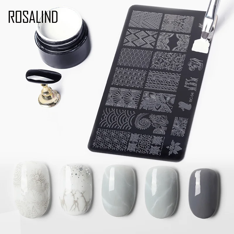 ROSALIND ปั๊มการพิมพ์เจลเล็บกึ่งถาวร Hybrid สำหรับศิลปะตกแต่งเล็บออกแบบเคลือบเงา Poly เล็บเจล UV Base Coat