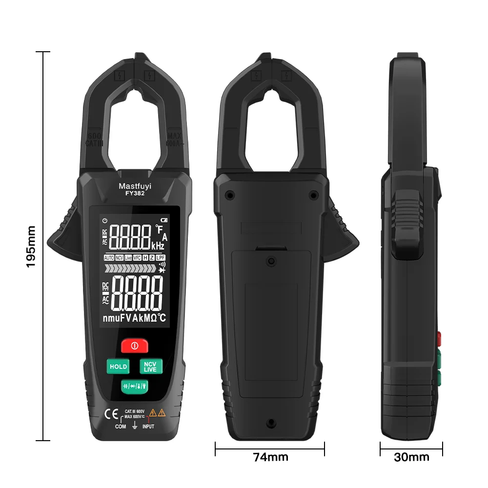 High Precision Large Color Screen Digital Clamp Meter 9999 Counts DC AC Current Multimeter Voltage Tester True RMS Test