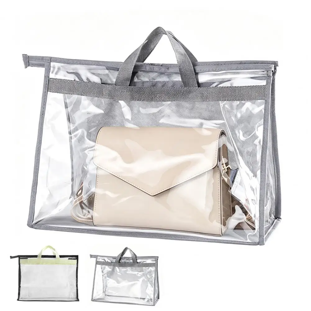 Clear Dust Cover Bag with Handle Transparent Moisture-proof Durable Storage Organizer Dustproof Sleeve for Handbags And Purses