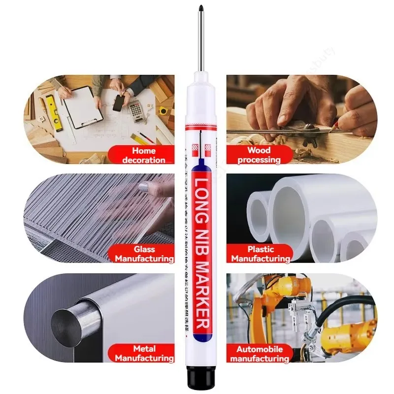 4Pcs/Set 20mm Deep Hole Long Nib Head Markers For Metal Perforating Pen Waterproof Bathroom Woodworking Decoration Multi-Purpose