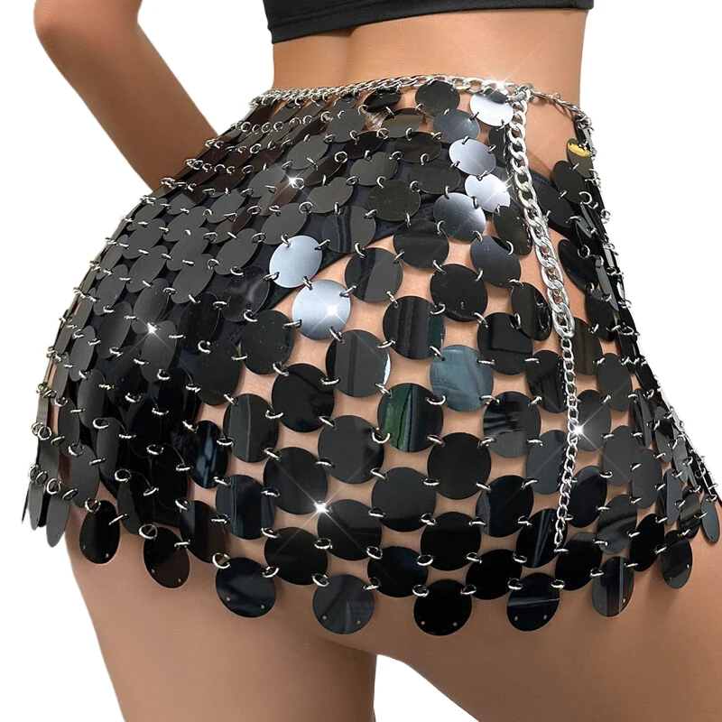 2026 Pailletten-Minirock Damen Luxus Hochtaillierter Rock für Frauen Mode Sommer Damenrock Streetwear Glitzer-Kurzrock – Detail 3