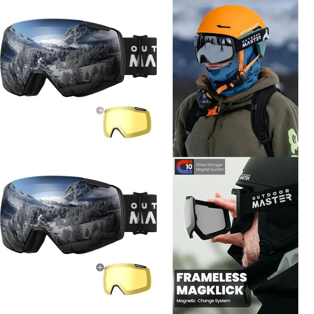 

Бескаркасные лыжные очки с двумя магнитными линзами HD, дизайн очков для катания на сноуборде