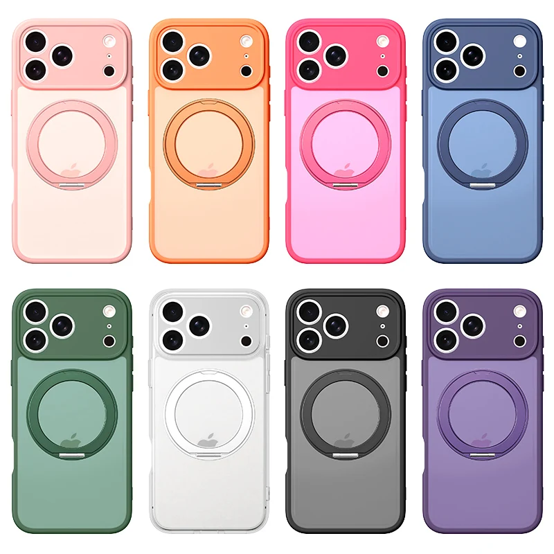 Obrotowe o 360 stopni magnetyczne etui z podstawką do iPhone 17 15 14 13 16 Pro Max Air z pierścieniem antystresowym Magsafe i pełną osłoną obiektywu — zdjęcie produktu 6