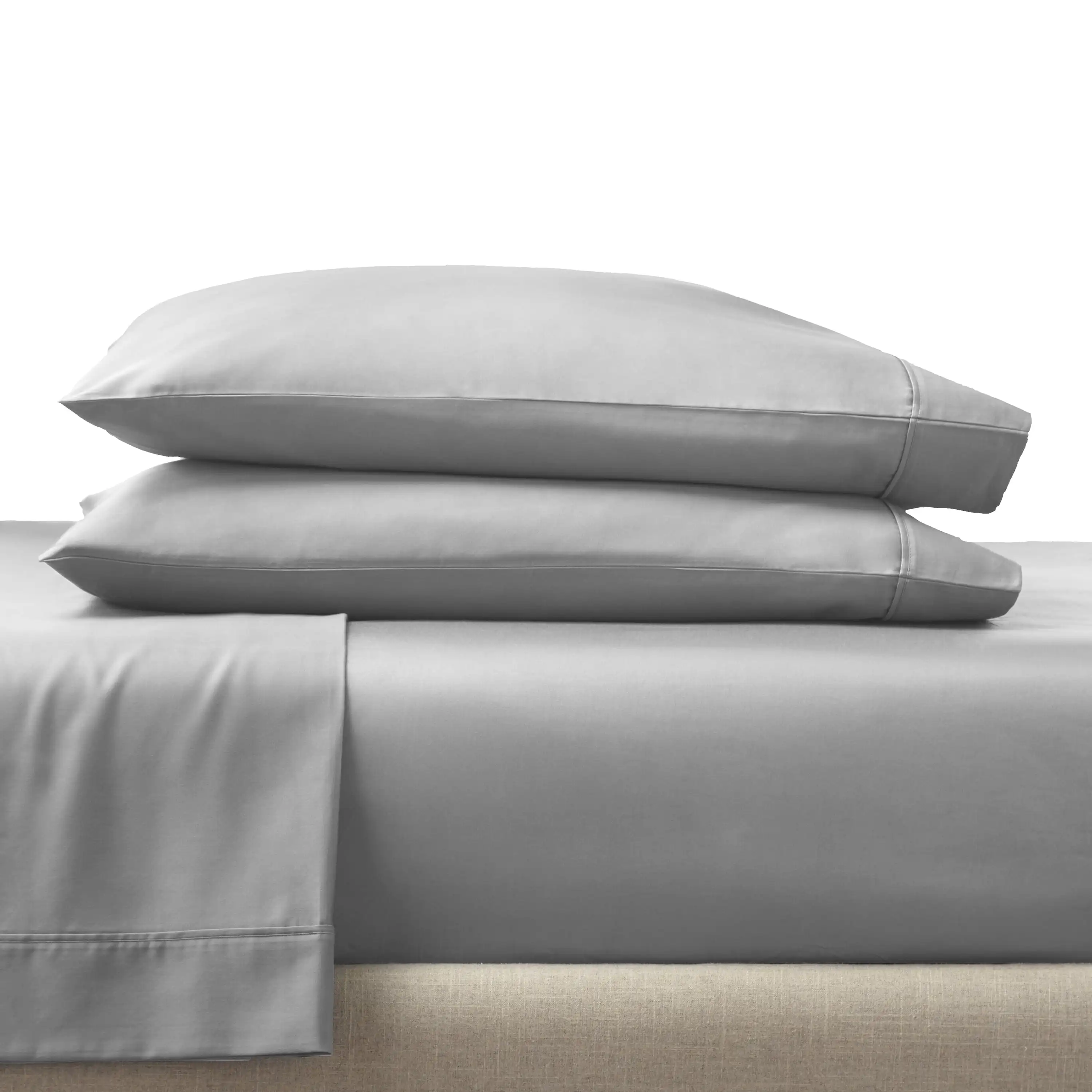 

4-Piece 300 Thread Count Soft Silver Cotton Sateen Bed Sheet Set, Queen