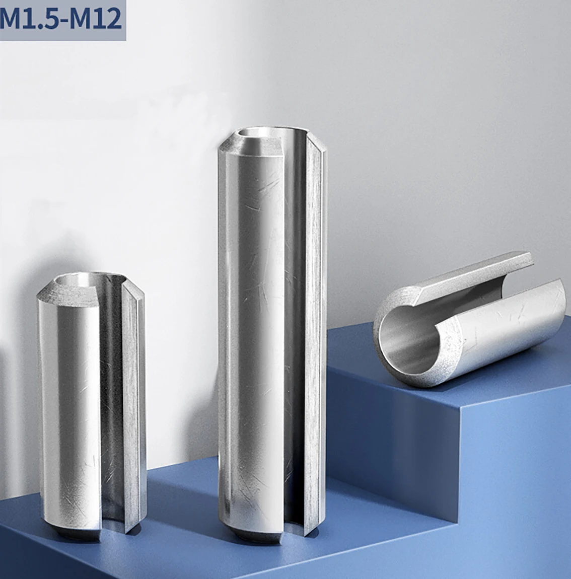 M1.5-M12 304 스테인레스 스틸 용수철 핀, 원통형 탄성 오픈 다월 핀, 롤 핀 슬롯 분할 장력 핀