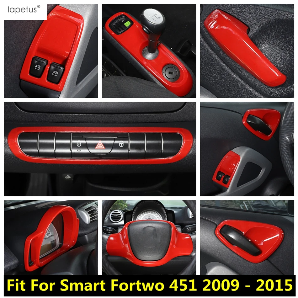 

Rear Trunk Button / Gear Shift Panel / Steering Wheel / Window Lift Cover Trim For Smart Fortwo 451 2009 - 2015 Red Accessories