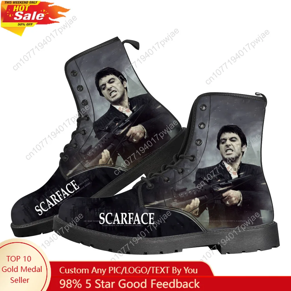 

Scarface Casual Boots Hot Movie Tony Montana Al Pacino Mens Womens Teenager Shoes Retro Street 3D water proof Boot Outdoor Boots