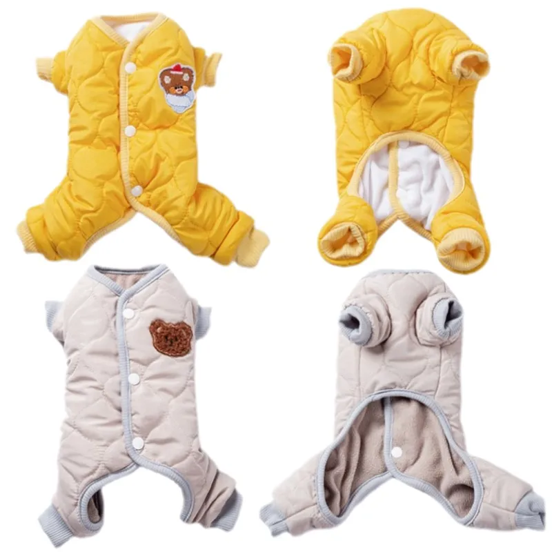 Warm Pet Dog Jumpsuit Padded Winter Puppy Onesie Waterproof Dog Clothes for Small Dogs Cute Cat Coat Pet Jacket Dog Down Jacket