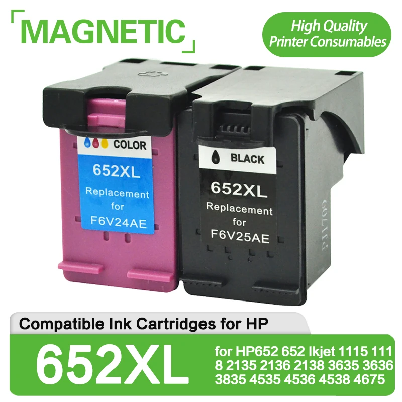 NEW HP652 Magnetic Compatible Ink Cartridges for HP652 652 Ikjet 1115 1118 2135 2136 2138 3635 3636 3835 4535 4536 4538 4675