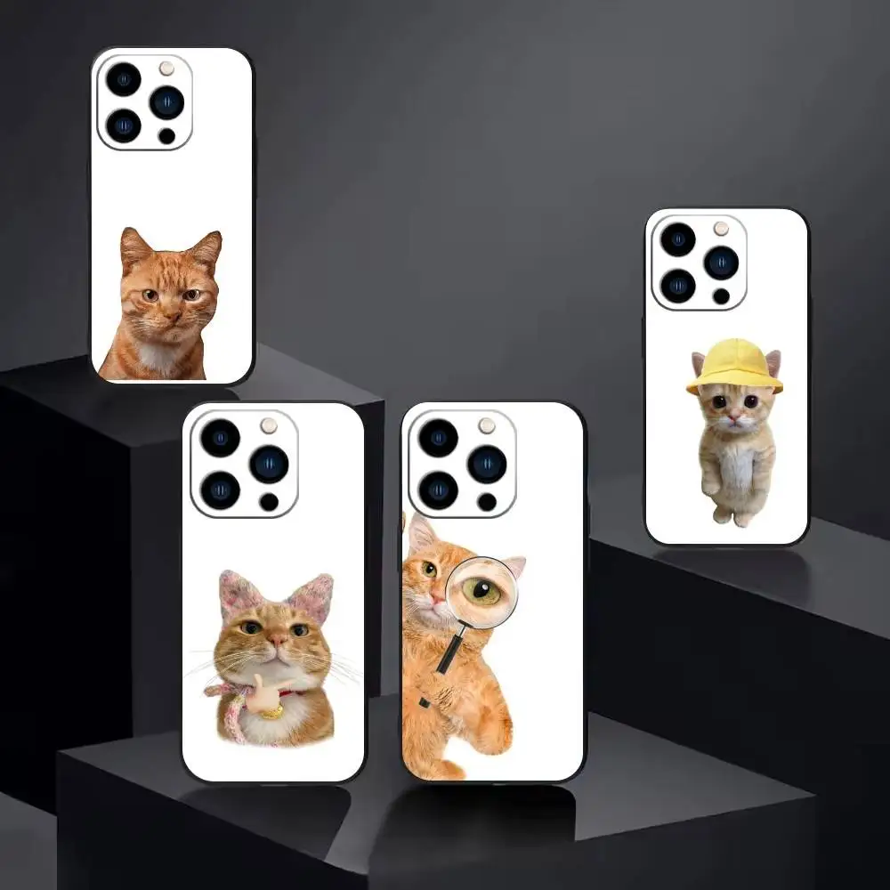 

Goofy Cool Cats Big eyes Phone Case For iPhone 17 16 15 14 13 12 Max Plus Silicone Black Cover