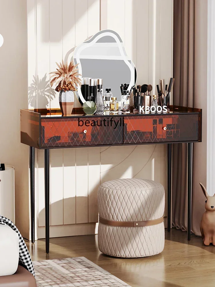 D178 H Acrylic European Style Dressing Table Bedroom Modern Minimalist Makeup Mirror Storage Organizer Makeup Table