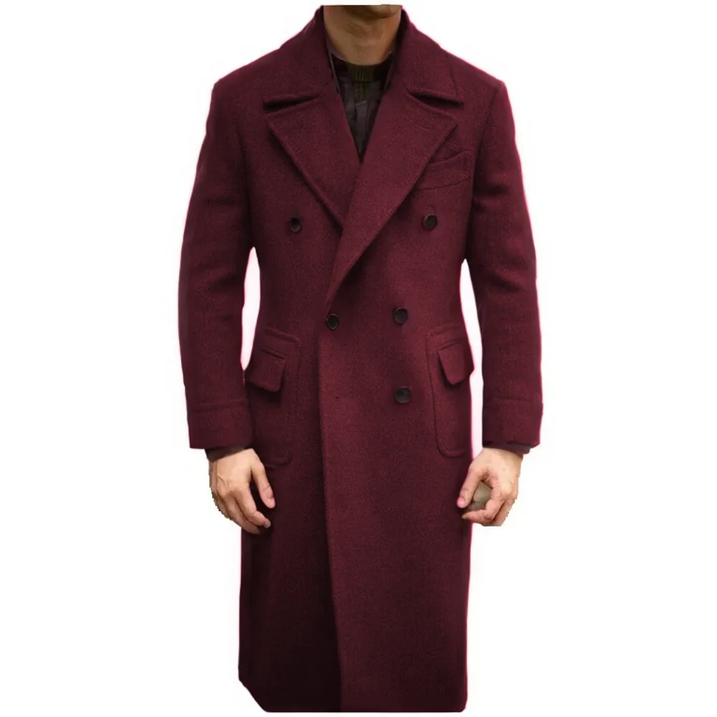 Elegant Winter Suits for Men, Brown Jacket with Double Breasted and Notch Lapel, Men\'s Woolen Coats，Advanced Customization