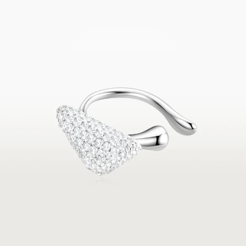 Light luxury and high-end full diamond triangular ear clip unique trendy fashion single earrings for women No ear hole jewelry