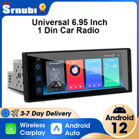 Universal 1 Din 6.95 Inch Wireless Carplay Android Car Radio Multimedia Player Stereo GPS DVD Head Unit Navegador Auto Audio