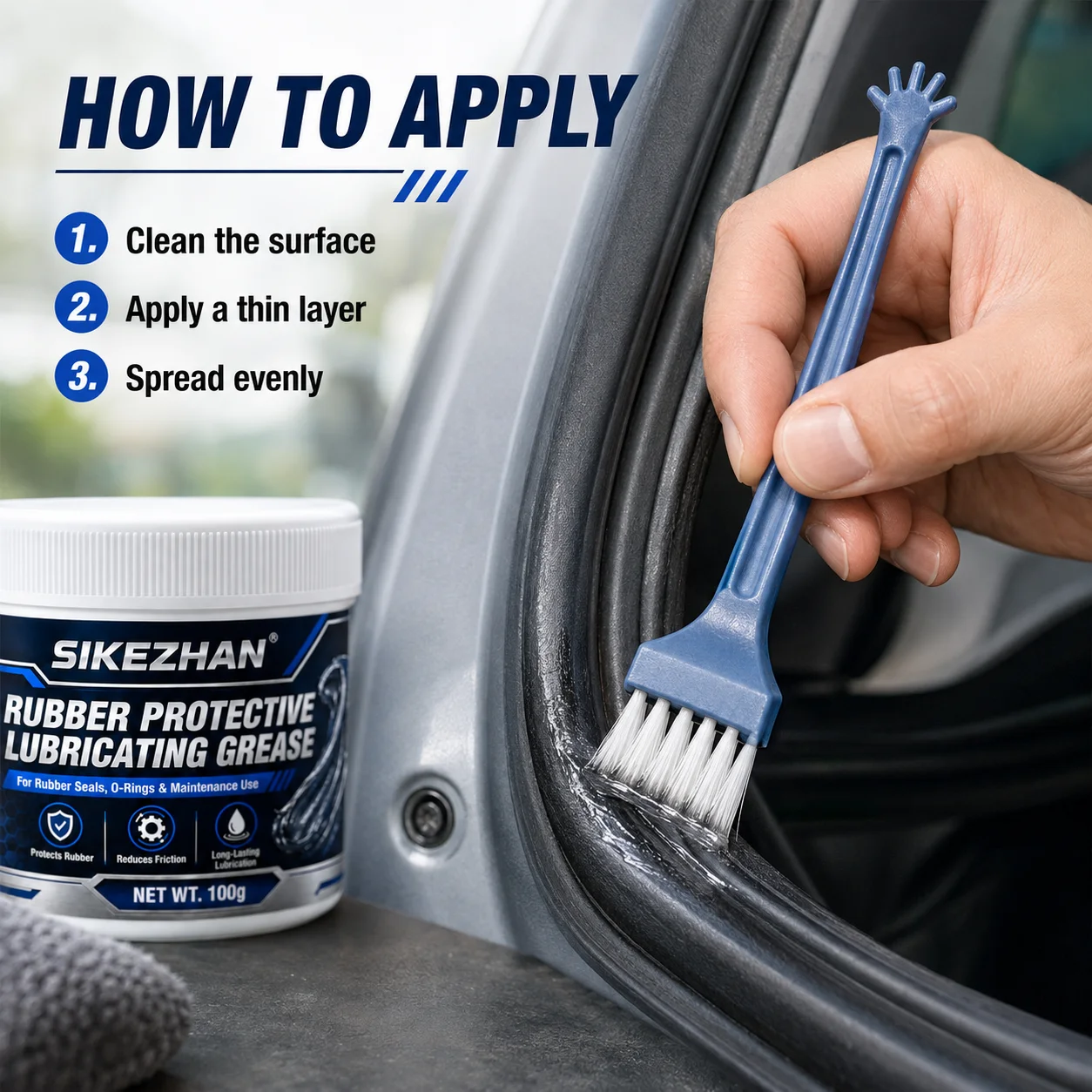 100g Rubber Protective Lubricating Grease Waterproof Silicone O-Ring Seal Lubricant Car Auto Repair Maintenance Tool with Brush