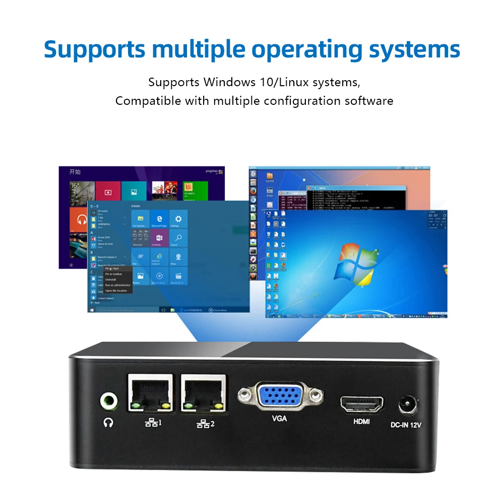 N100  Fanless Mini PC Dual-Core Processor DDR4 32GB Video Memory SSD/HDD Storage for Home & Office Use 2-Year Business Warranty