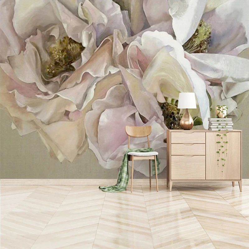 Custom Photo Wallpaper Hand Painted Oil Painting Retro Flower European Style Living Room Background Wall Mural Papel De Parede