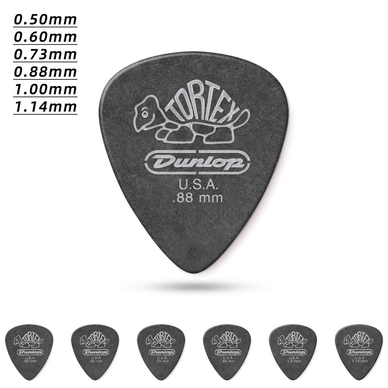 Dunlop    Pick. 488R Tortex BLACK matte non-slip acoustic/electric guitar pick. Thickness: 0.50/0.60/0.73/0.88/1.00/1.14mm.