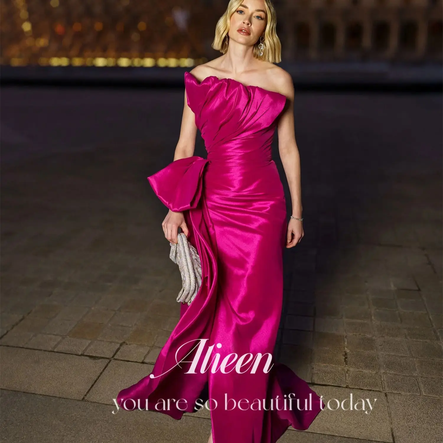 

Aileen Satin Customized Off the Shoulders Purple Red Saudi Evening Dresses 2024 Wedding Party Dress Elegant Woman Gala Prom Long