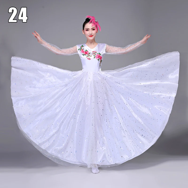 360 Degree Women Spanish Flamenco Dresses Lady Modern Dance Opening Dance Dress Swing Skirts Chorus Stage Performance Costume