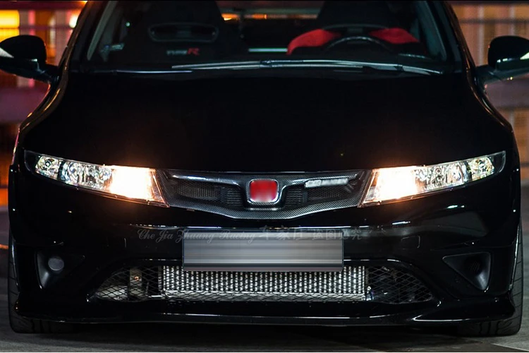 Car Front Grill Grille Body Kit fits HONDA Civic Type R FN2 MUGEN Auto Accessories Tuning Carbon Fiber With Emblem