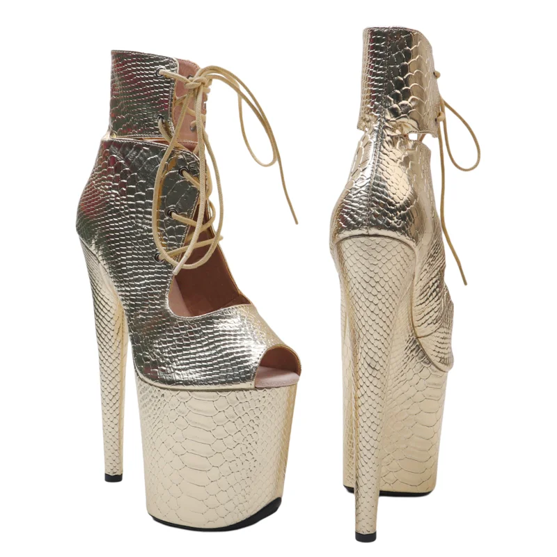 Leecabe 20CM/8inches Snake  PU Upper open toe  Fashion trend  high heel  platform  stripper heel Pole Dance boot